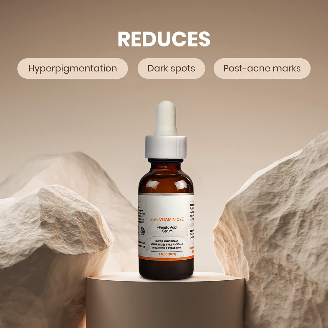 20% Vitamin C Serum for Face with Vitamin E Plus Ferulic Acid Skincare Serum 1 fl oz 30 ML Rejuvenates Skin to Fresh & Neutralizes Free Radicals to Brighten Even Vitamin Serum