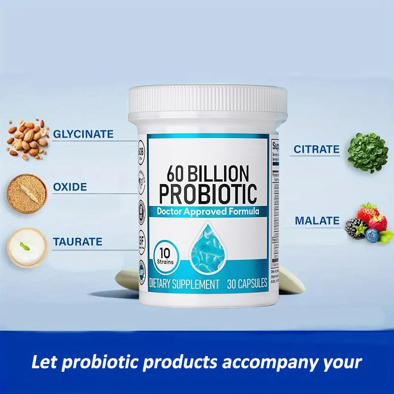 Probiotics 60 Billion CFU - 10 Strains + Organic Prebiotics - Immune, Digestive & Gut Health - Supports Occasional Constipation, Diarrhea, Gas & Bloating