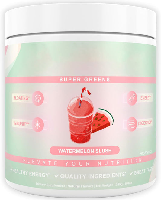 Super Greens-Organic Greens Powder to Reduce Bloat, Support Gut Health, Boost Immunity, Healthy Digestion for Women - Antioxidant Support  - Watermelon Slush