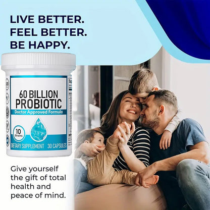 Probiotics 60 Billion CFU - 10 Strains + Organic Prebiotics - Immune, Digestive & Gut Health - Supports Occasional Constipation, Diarrhea, Gas & Bloating