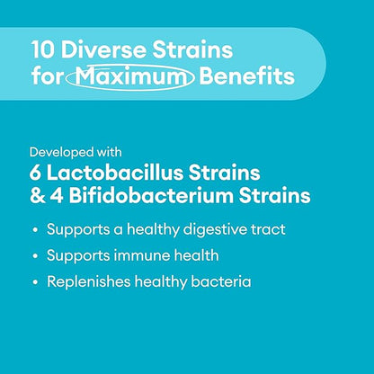 Probiotics 60 Billion CFU - 10 Strains + Organic Prebiotics - Immune, Digestive & Gut Health - Supports Occasional Constipation, Diarrhea, Gas & Bloating